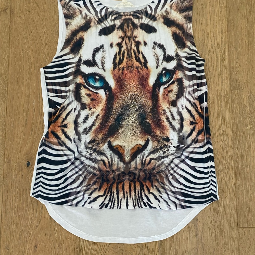 Women's Tiger Print Tank Top - White
